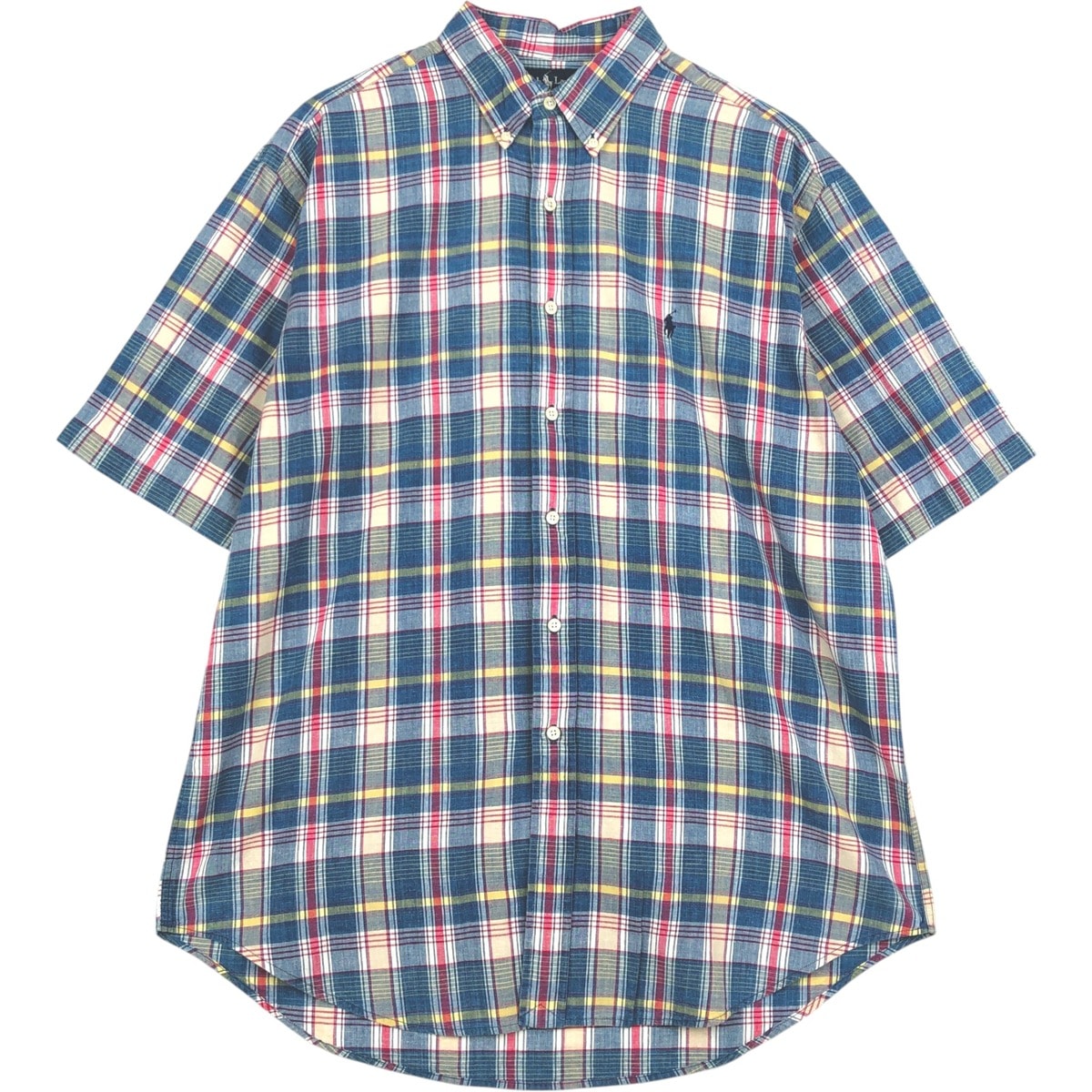 古着 ラルフローレン Ralph Lauren BLAKE 半袖 ボタンダウン チェックシャツ メンズL相当/eaa623642