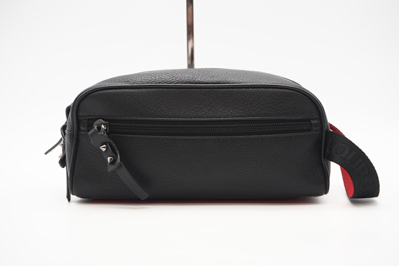 美品 Christian Louboutin クリスチャンルブタン レザー ラバー ブラスター セカンドバッグ 1205142 セカンドバッグ ブラック レッド カーフレザー メンズ