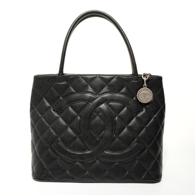 シャネル CHANEL 6番台 2000-2001 復刻トート ココマーク メダリオン キャビアスキン トートバッグ【中古】