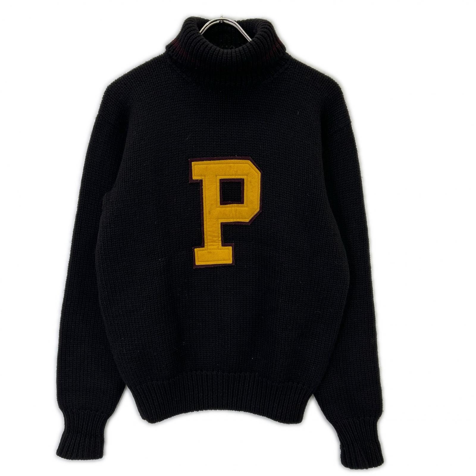 ポロ ラルフローレン 90s ブラック Pロゴ タートルネックニット M