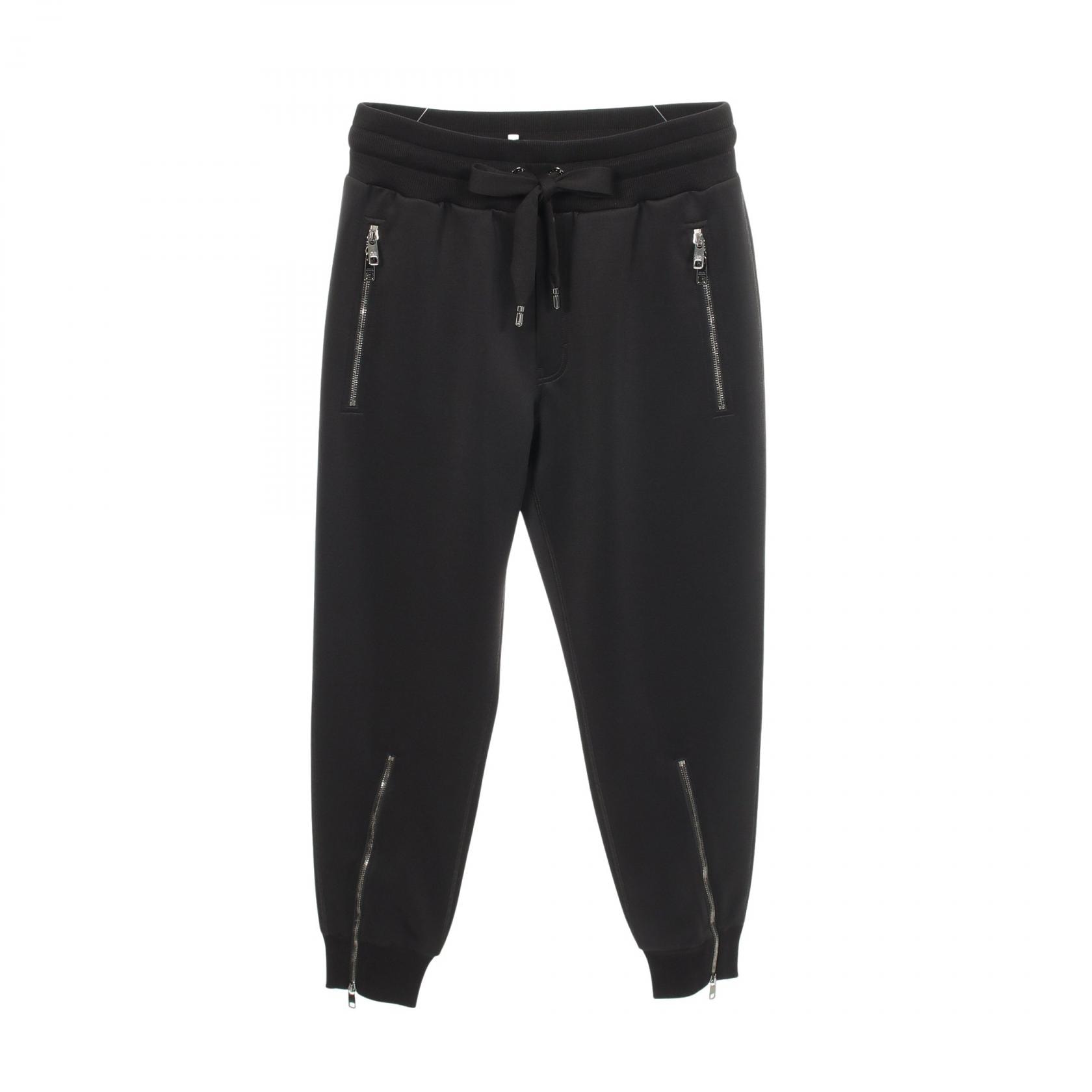ドルチェアンドガッバーナ DOLCE & GABBANA ロゴプレート パンツ 衣料品 ボトムス ポリエステル メンズ ブラック系 【中古】