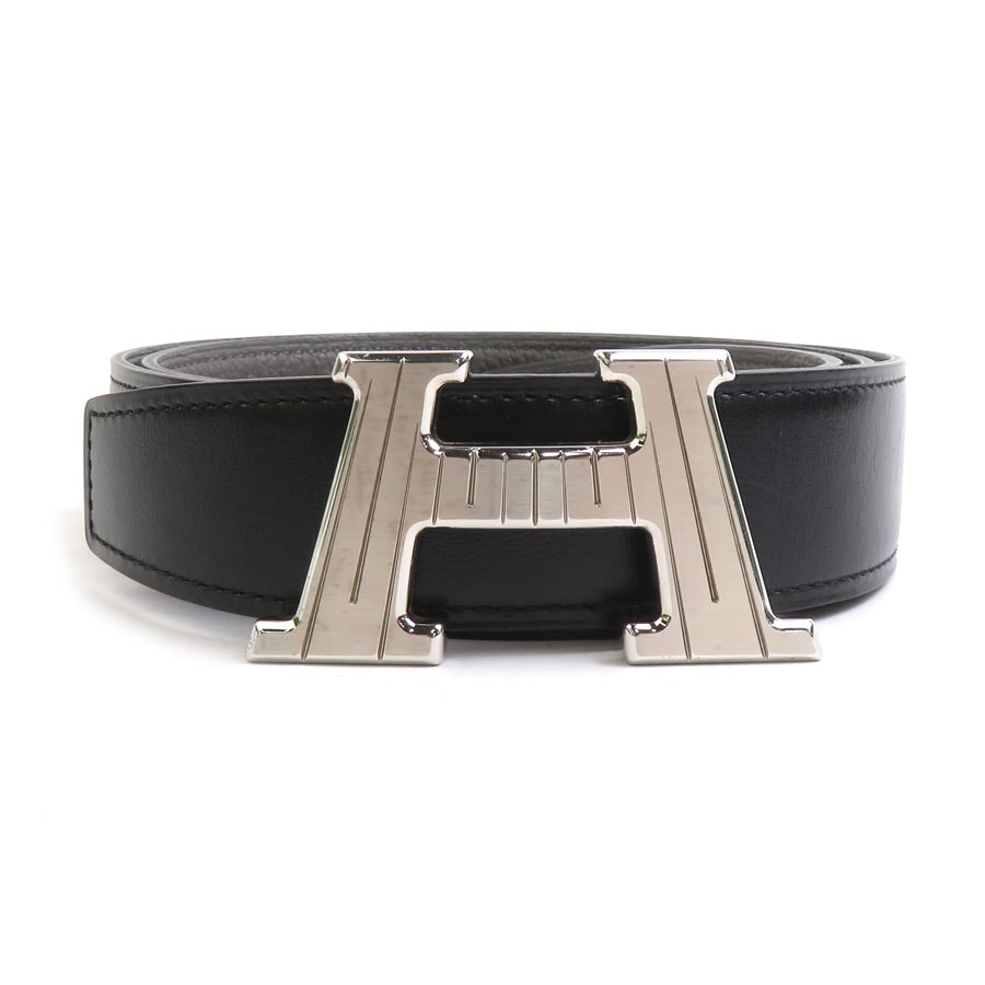 エルメス HERMES ベルト Hテイクオフ リバーシブル レザー/メタル ブラック/グレー/シルバー メンズ【中古】 e61645a