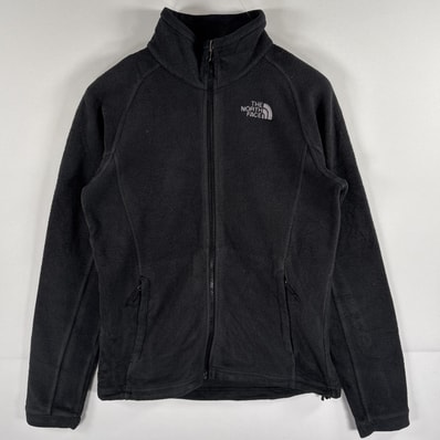 古着 ザ・ノースフェイス THE NORTH FACE フルジップフリースジャケット ワンポイントロゴ アウトドア S ブラック レディース