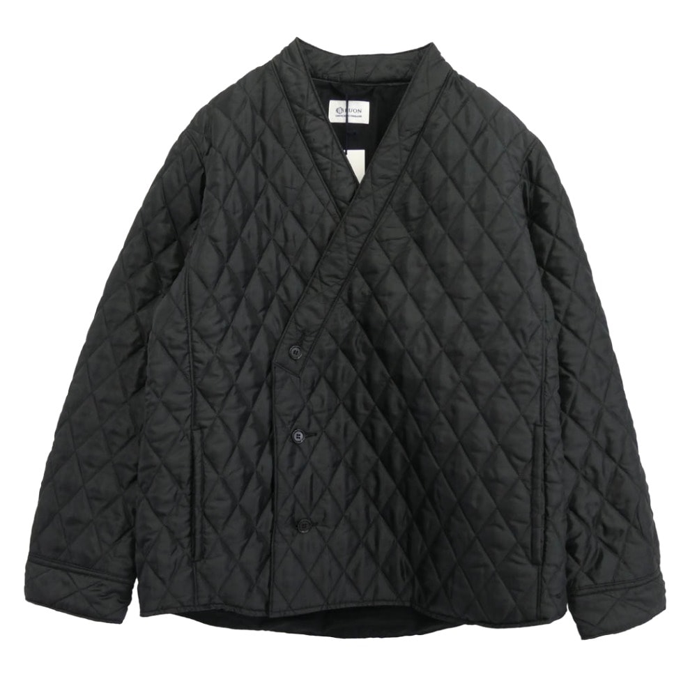 KUON クオン ジャケット 145JK033940 Kimono Collar Quilted Shirket キモノカラー ダブルブレスト キルティング シャツ ジャケット ブラック系 M【極上美品】【中古】