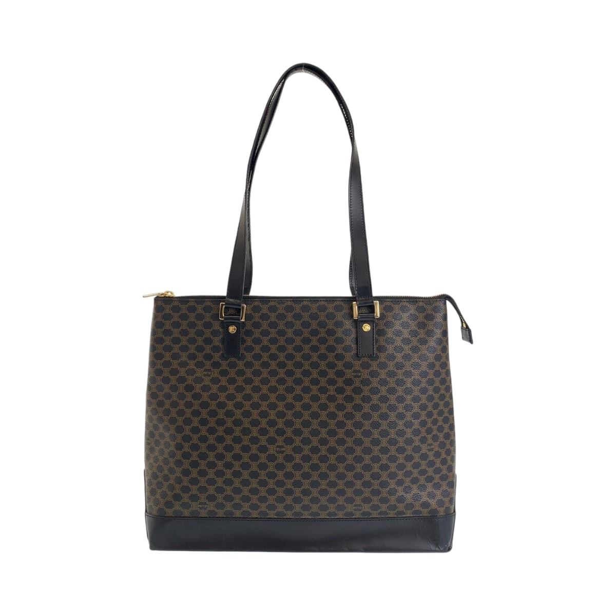 美品 CELINE セリーヌ ヴィンテージ マカダム ブラウン ゴールド金具 PVC トートバッグ ショルダーバッグ 504704 【中古】