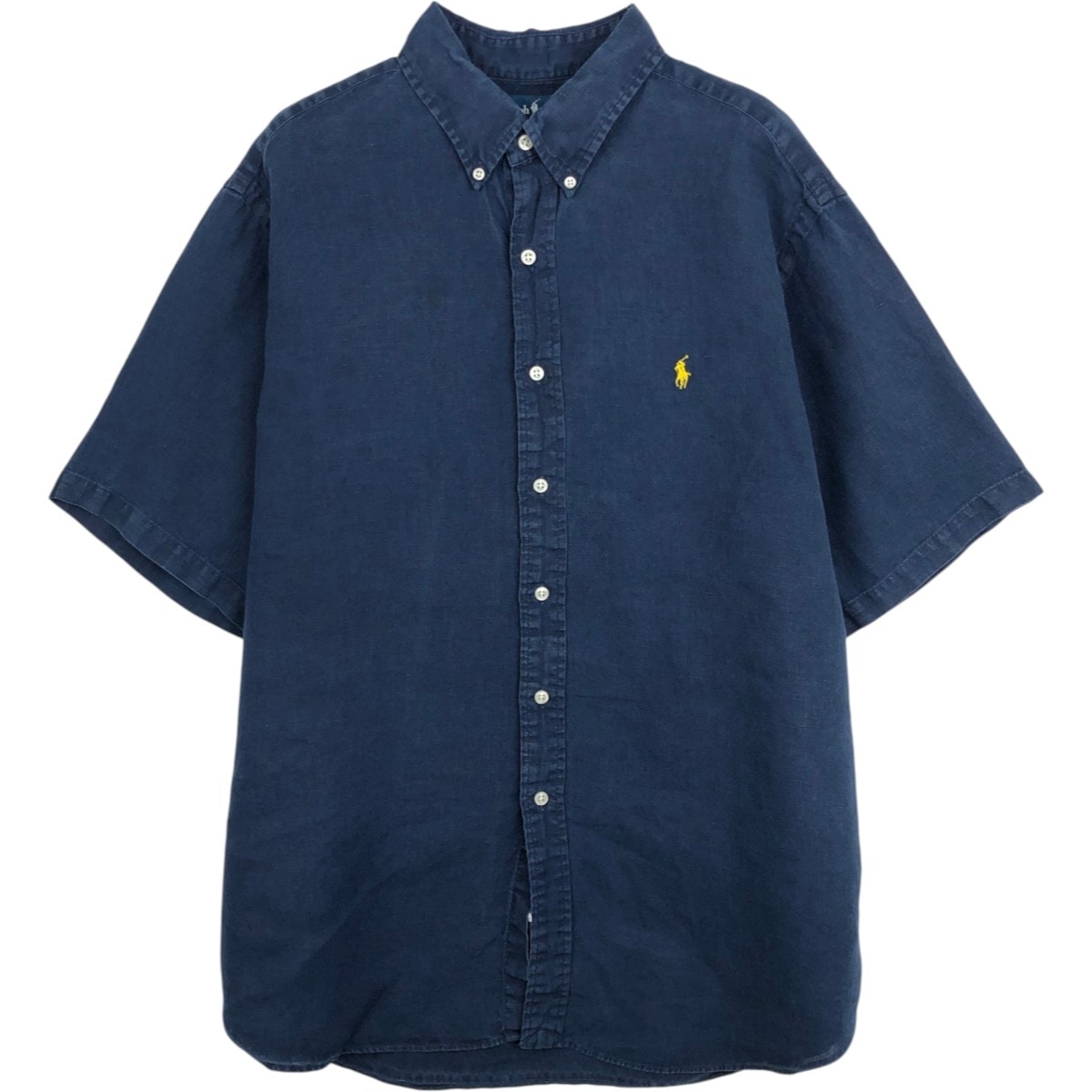 古着 ラルフローレン Ralph Lauren CLASSIC FIT クラシックフィット 半袖 リネン ボタンダウンシャツ メンズXL相当/eaa668159