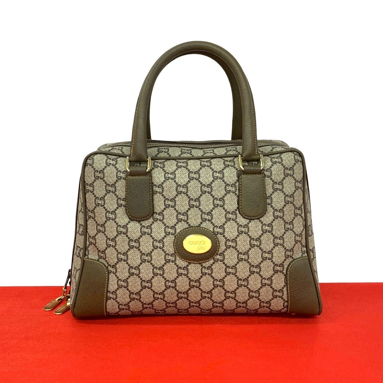 GUCCI グッチ グッチプラス ロゴ レザー PVC ハンドバッグ ブラウン
 25160