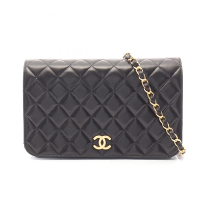 シャネル CHANEL マトラッセ フルフラップ プッシュロック ショルダーバッグ バッグ ラムスキン(羊革) レディース ブラック系 【中古】