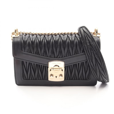 ミュウ ミュウ Miu Miu MATELASSE マテラッセ ショルダーバッグ バッグ レザー レディース ブラック系 5BD083 【中古】