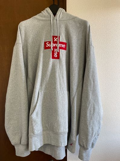 Supreme Cross Box Logo Hooded Sweatshirt "Grey"