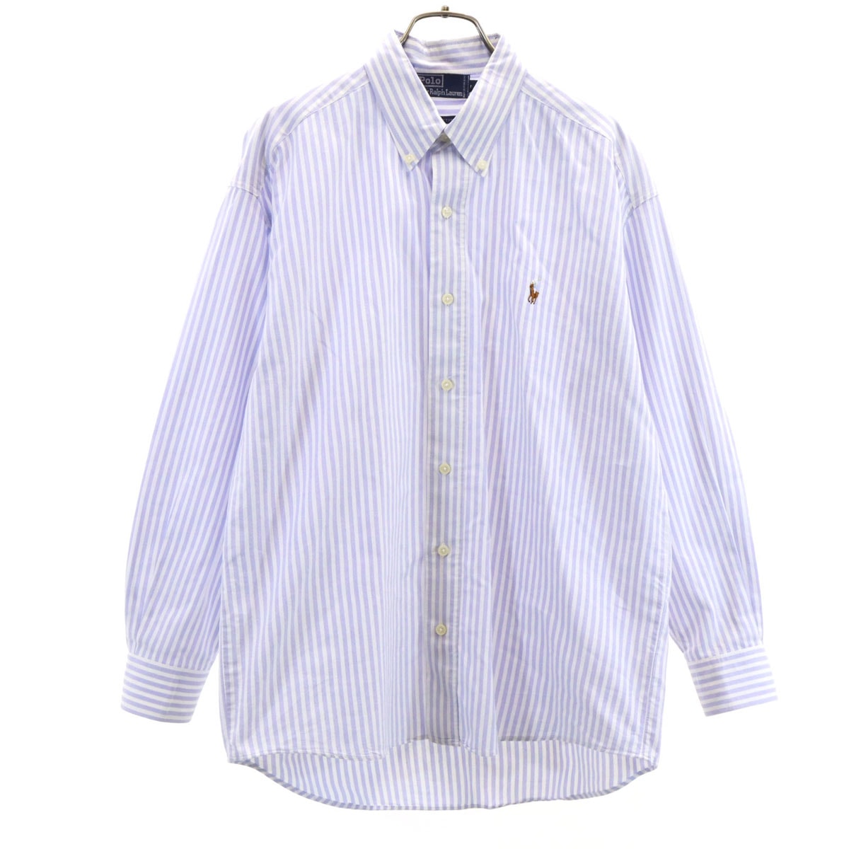 Polo by Ralph Lauren ポロバイラルフローレン ストライプ柄 長袖 オックスフォード ボタンダウンシャツ M ホワイト