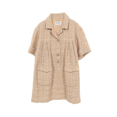 シャネル CHANEL ココマークボタン ワンピース 衣料品 トップス ナイロン レディース ベージュ系 【中古】