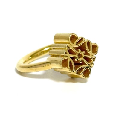 【11号】ロエベ シングル アナグラム リング 指輪 シルバー 24K仕上げ