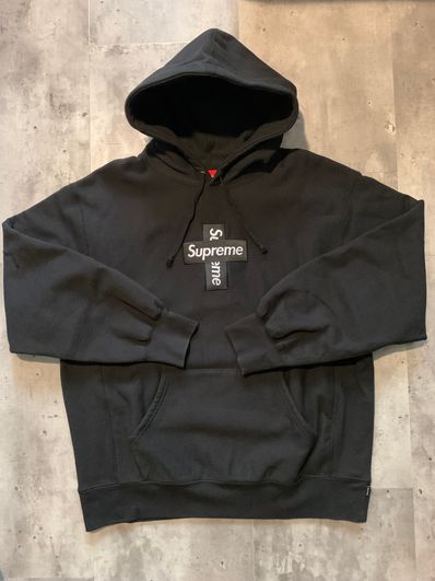 Supreme Cross Box Logo Hooded Sweatshirt "Black"