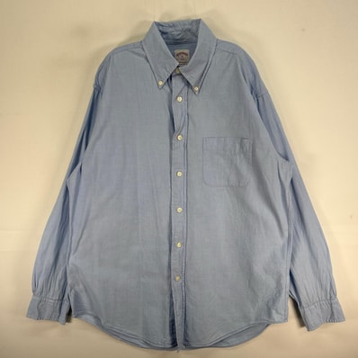 古着 ブルックスブラザーズ Brooks Brothers 長袖シャツ 1818 MADISON ボタンダウン M ブルー系 無地 メンズ