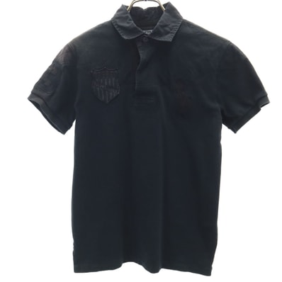 Polo by Ralph Lauren ポロバイラルフローレン ビッグポニー刺繍 半袖 ポロシャツ S ブラック CUSTOM FIT 鹿の子