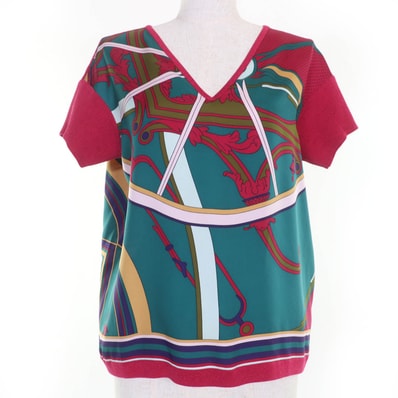 極美品 エルメス
半袖ニット ジョージワシントンの馬車 マルチカラー レディース 40