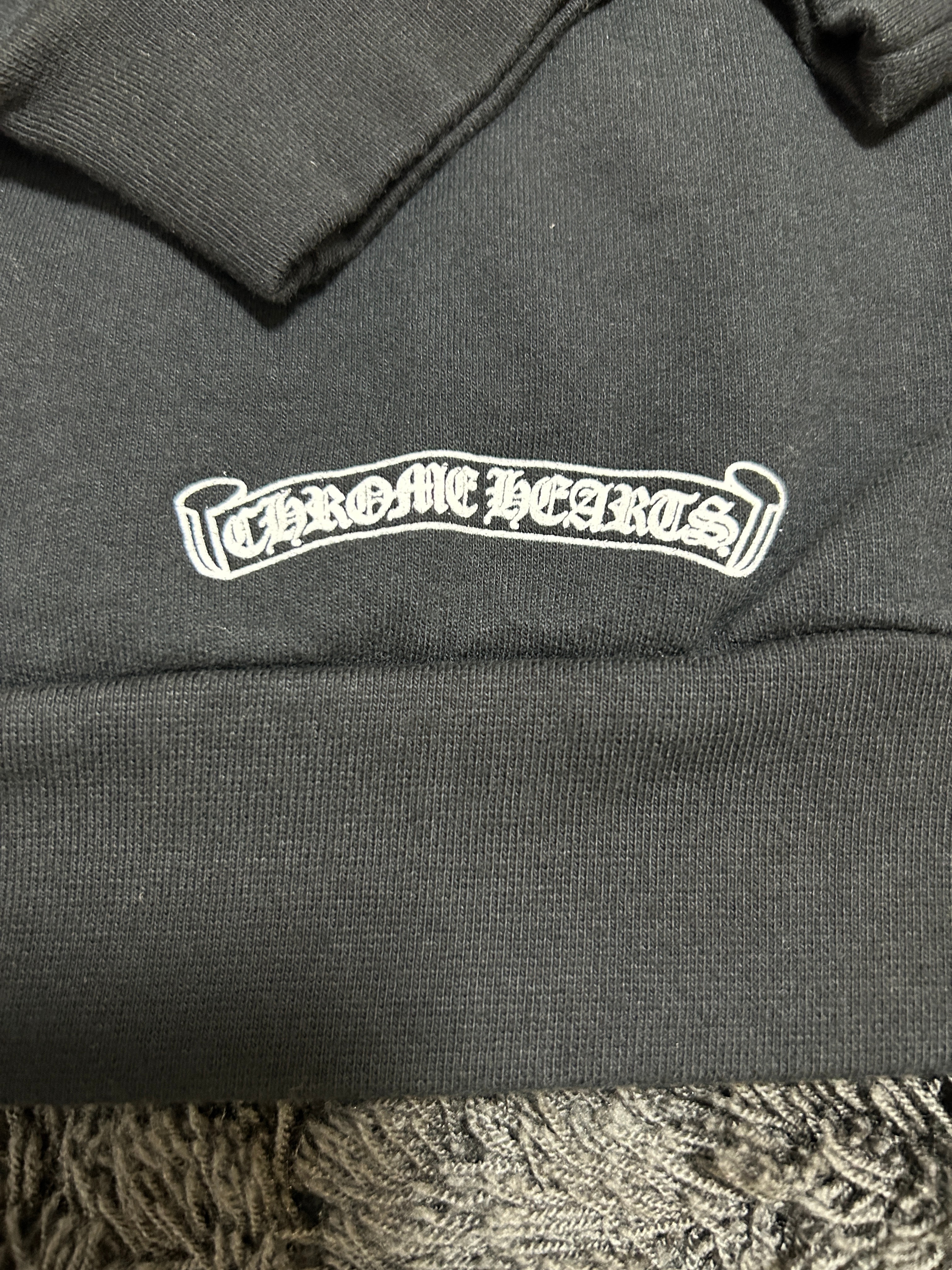 Chrome Hearts Vertical Logo Pullover Hoodie "Black/White"