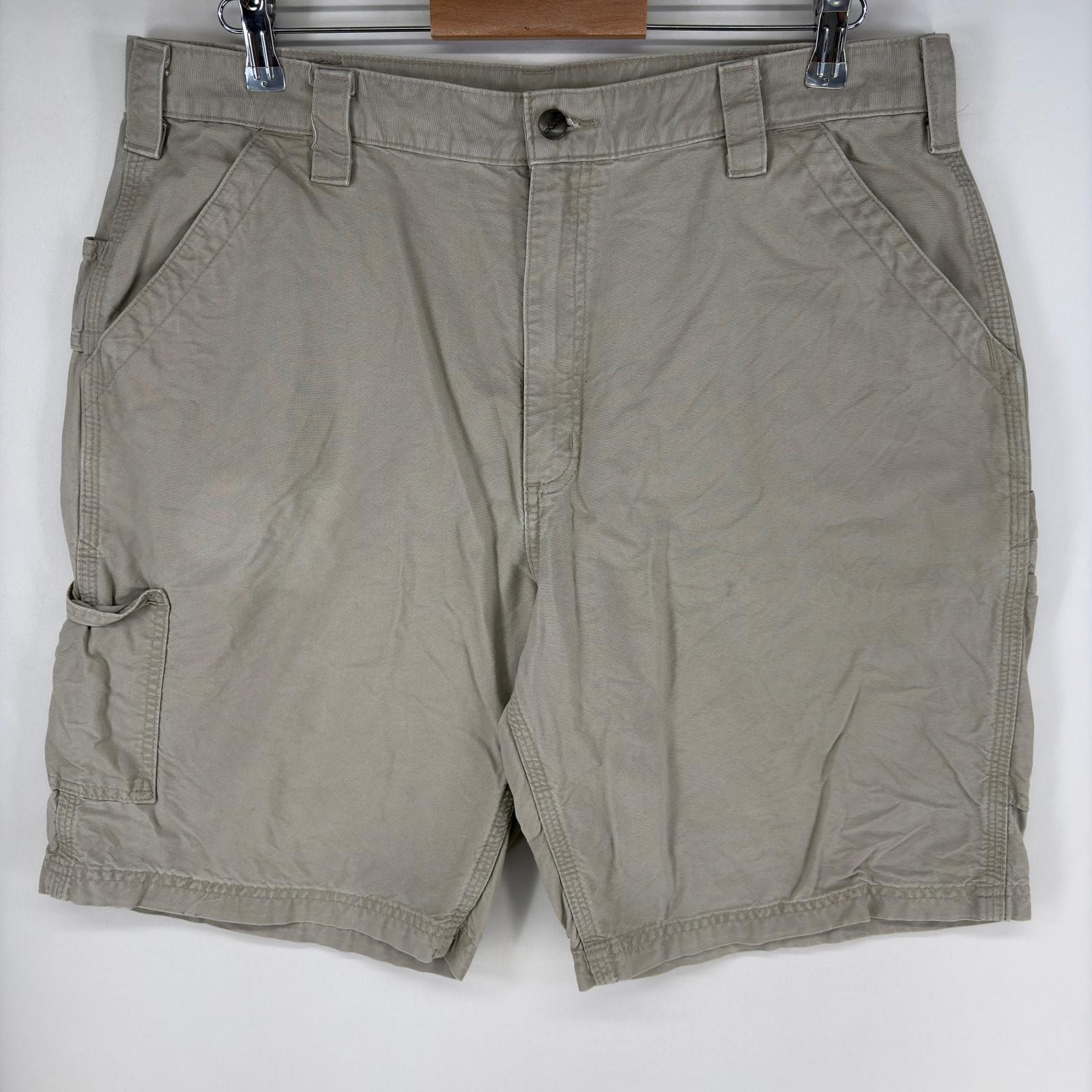 古着 カーハート Carhartt パンツ ワーク カーゴ ペインター ショーツ ハーフ ワンポイントロゴ ジッパーフライ w38  グレー系 メンズ