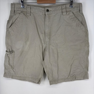 古着 カーハート Carhartt パンツ ワーク カーゴ ペインター ショーツ ハーフ ワンポイントロゴ ジッパーフライ w38 グレー系 メンズ