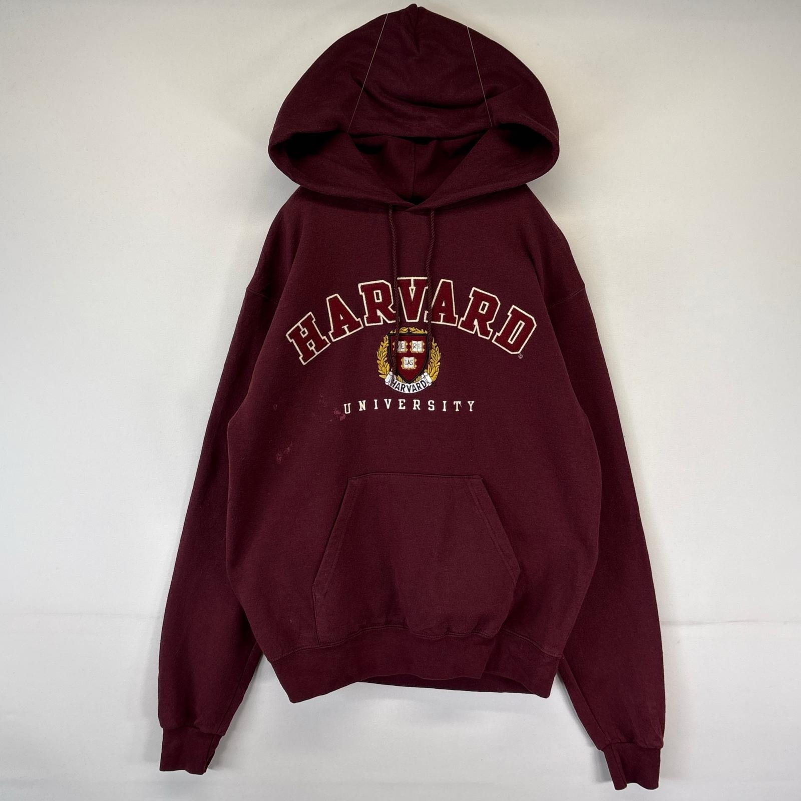 古着 チャンピオン Champion パーカー スウェット プルオーバー  カレッジロゴ フーディ ハーバード S  レッド系 メンズ