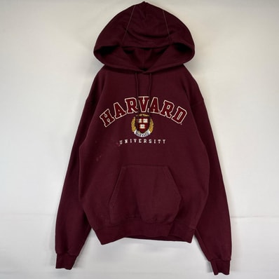 古着 チャンピオン Champion パーカー スウェット プルオーバー カレッジロゴ フーディ ハーバード S レッド系 メンズ