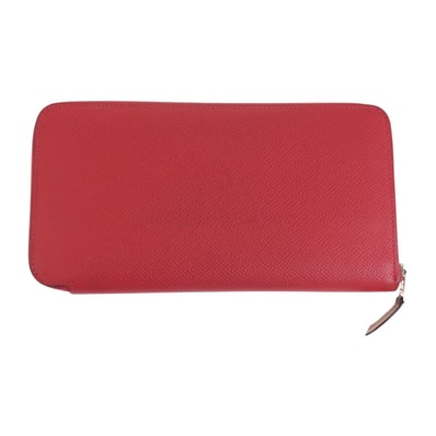 HERMES エルメス アザップロング シルクイン ルージュ レッド シルバー金具 ヴォーエプソン 長財布 ロングウォレット A刻印 505195 【中古】