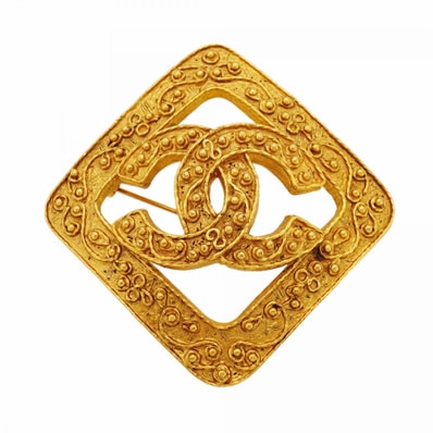 【6jdb0077-k】シャネル ブローチ ヴィンテージ ココマーク 菱形 GPメッキ ゴールド【中古】レディース