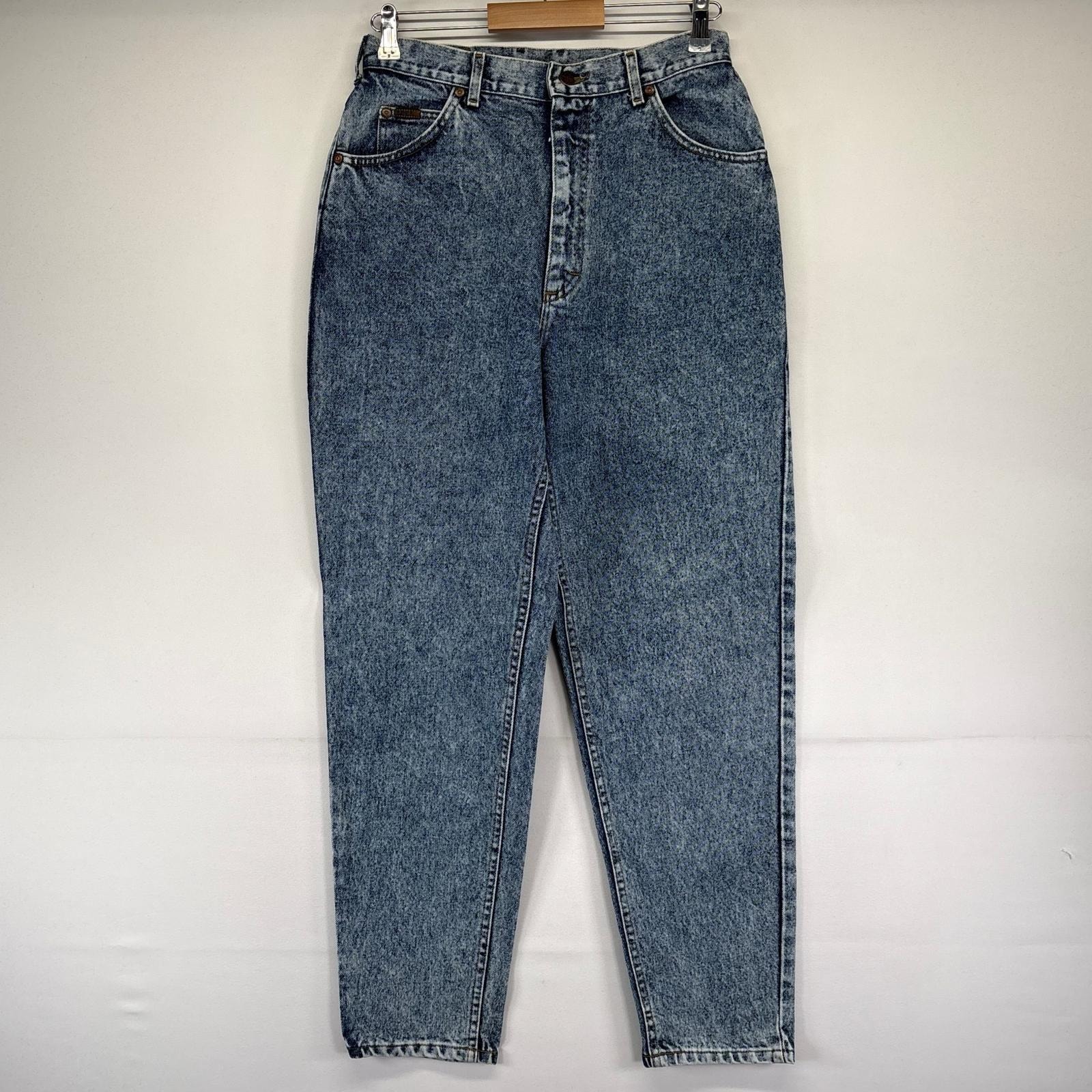古着 90's/90年代 リー Lee USA製 デニム パンツ テーパード ケミカルウォッシュ ジーパン M  ブルー系 レディース