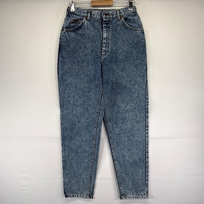 古着 90's/90年代 リー Lee USA製 デニム パンツ テーパード ケミカルウォッシュ ジーパン M ブルー系 レディース