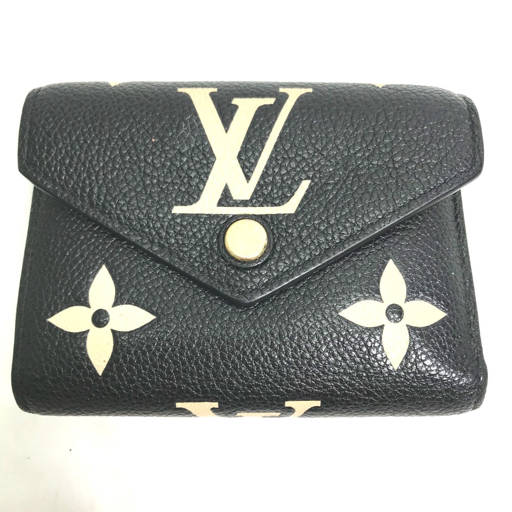 ルイヴィトン LOUIS VUITTON ポルトフォイユ ヴィクトリーヌ M80968 モノグラムアンプラント コンパクト ウォレット 3つ折り財布 モノグラムアンプラントレザー ブラック
