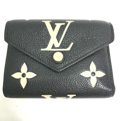 ルイヴィトン LOUIS VUITTON ポルトフォイユ ヴィクトリーヌ M80968 モノグラムアンプラント コンパクト ウォレット 3つ折り財布 モノグラムアンプラントレザー ブラック
