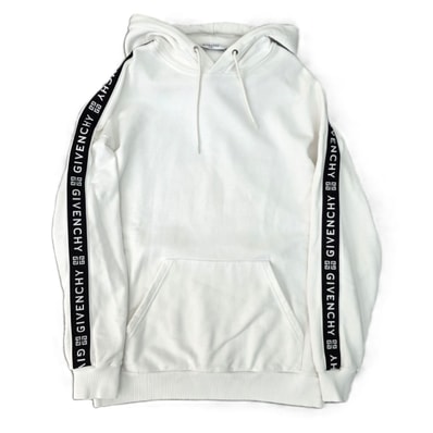 【値下げ】GIVENCHY ジバンシィ Branded Logo Tape Hoodie ロゴ ライン プルオーバー パーカー パーカー BMJ02K03AF S コットン メンズ【中古】