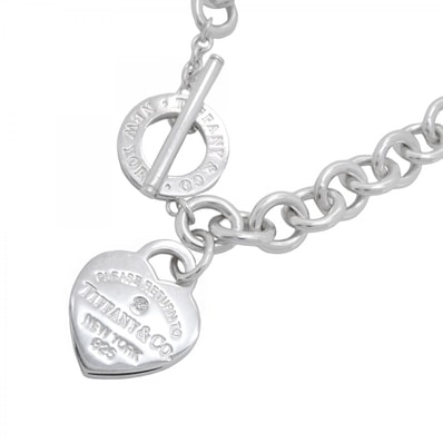 【6jdb0408-05】ティファニー ネックレス リターントゥ/ハートタグ/トグル 1PD シルバー925 ダイヤモンド【中古】レディース