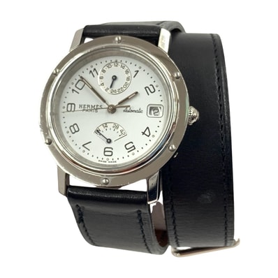 HERMES エルメス クリッパー デイト GMT 自動巻き 腕時計 CL5.710 ホワイト