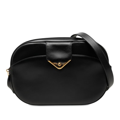 カルティエ サファイアライン 斜め掛け ショルダーバッグ ブラック レザー レディース CARTIER 中古
