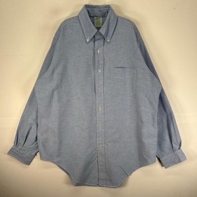 古着 80's/80年代 ヴィンテージ ブルックスブラザーズ Brooks Brothers 長袖シャツ ボタンダウン Makers USA製 L ブルー系 無地 メンズ