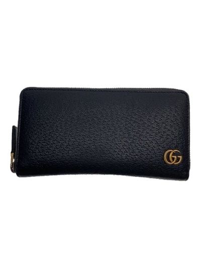 GUCCI GG Marmont Leather Zip Around Wallet "Black/Gold"