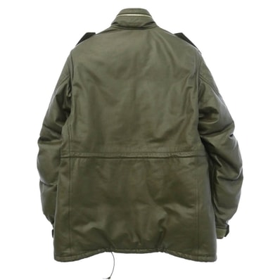 A BATHING APE アベイシングエイプ 90s OLD 初期タグ カウハイド M-65 レザーダウンジャケット グリーン系 L【中古】