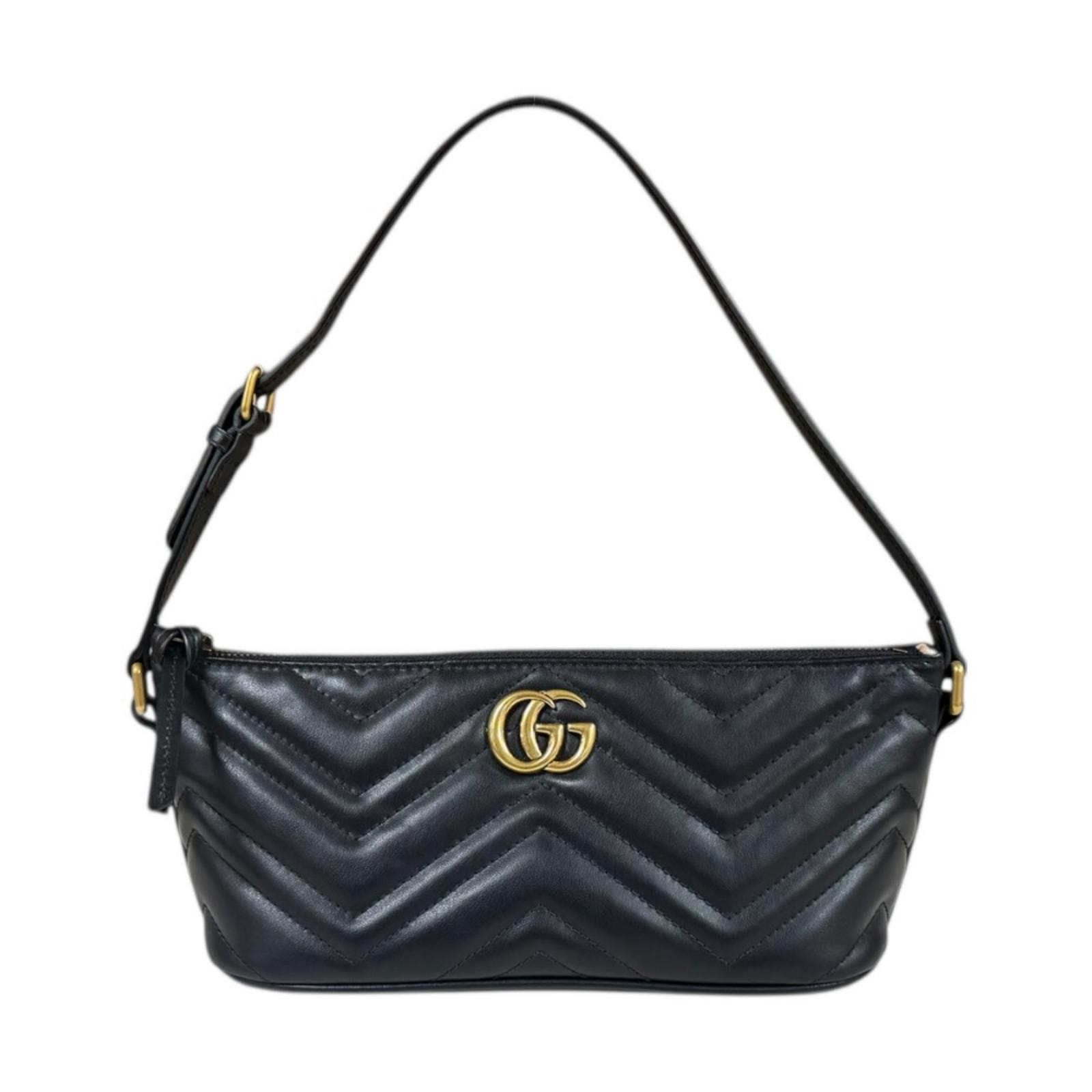 グッチ GGマーモント ハンドバッグ レザー 739166 ブラック レディース GUCCI  中古