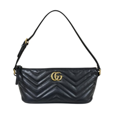 グッチ GGマーモント ハンドバッグ レザー 739166 ブラック レディース GUCCI 中古