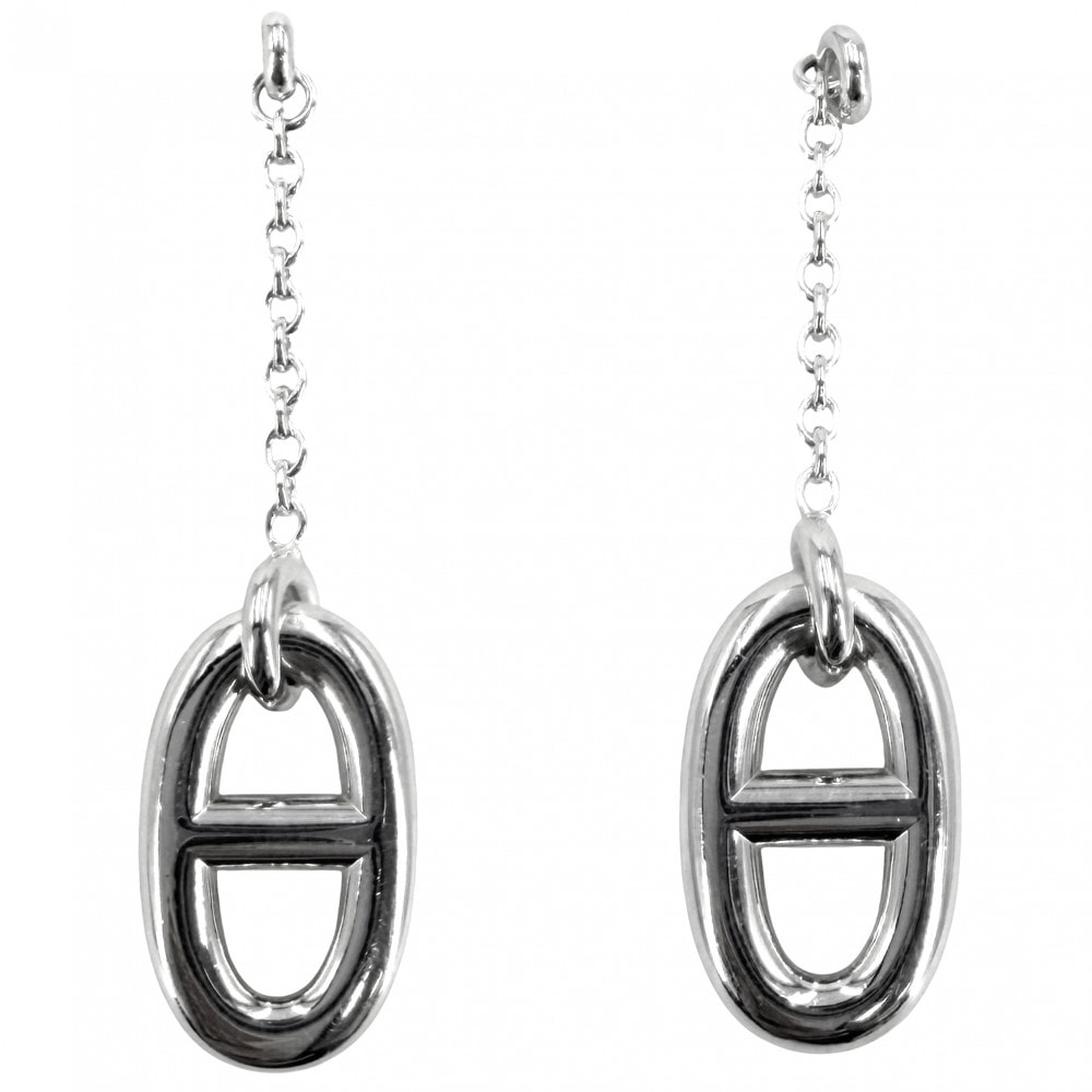 HERMES エルメス ピアス シェーヌダンクル ファランドールMM アクセサリー ジュエリー シルバー925    レディース 約7.0g【中古品】