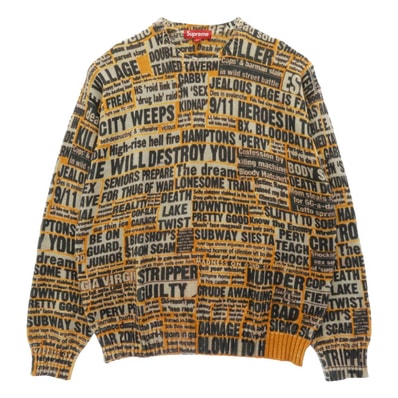 Supreme シュプリーム 25AW × Dash Snow Sweater ダッシュスノウ クルーネック 長袖 ニット セーター Mサイズ イエロー系 マルチカラー系 【極上美品】【中古】