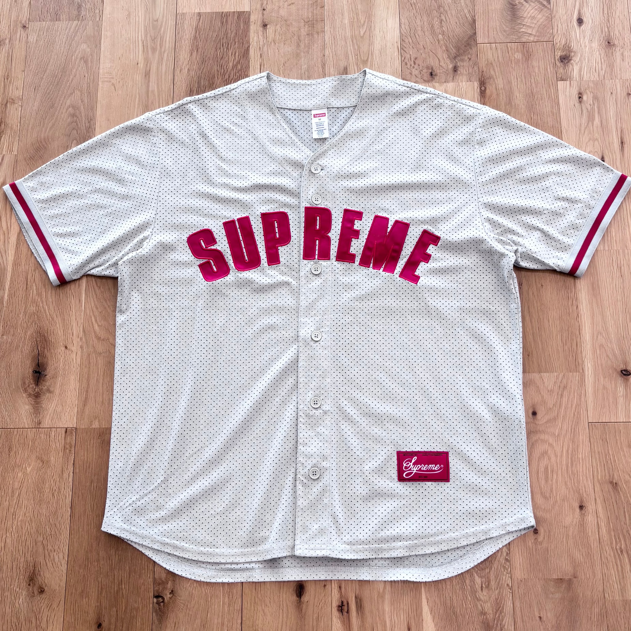 Supreme Ultrasuede Mesh Baseball Jersey "Grey"