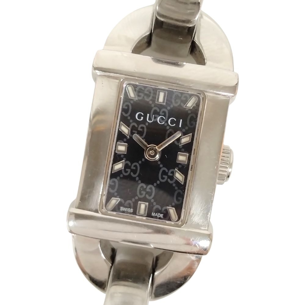 GUCCI グッチ 6800L GG柄 黒文字盤 バングルウォッチ クォーツ レディース 腕時計 正規品 / C761