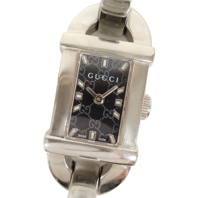 GUCCI グッチ 6800L GG柄 黒文字盤 バングルウォッチ クォーツ レディース 腕時計 正規品 / C761