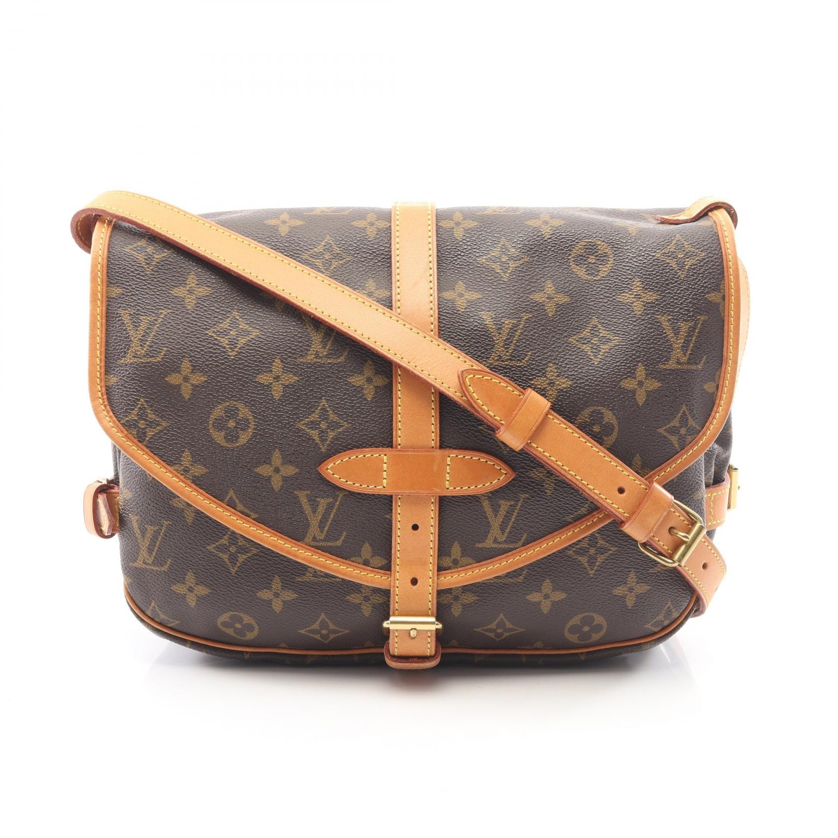 ルイ・ヴィトン LOUIS VUITTON ソミュール30 ショルダーバッグ バッグ PVCコーティングキャンバス レザー モノグラム レディース ブラウン系 M42256 【中古】