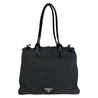 美品 PRADA プラダ テスート 三角ロゴプレート ブラック 黒 シルバー金具 ナイロン トートバッグ ショルダーバッグ 603986 【中古】