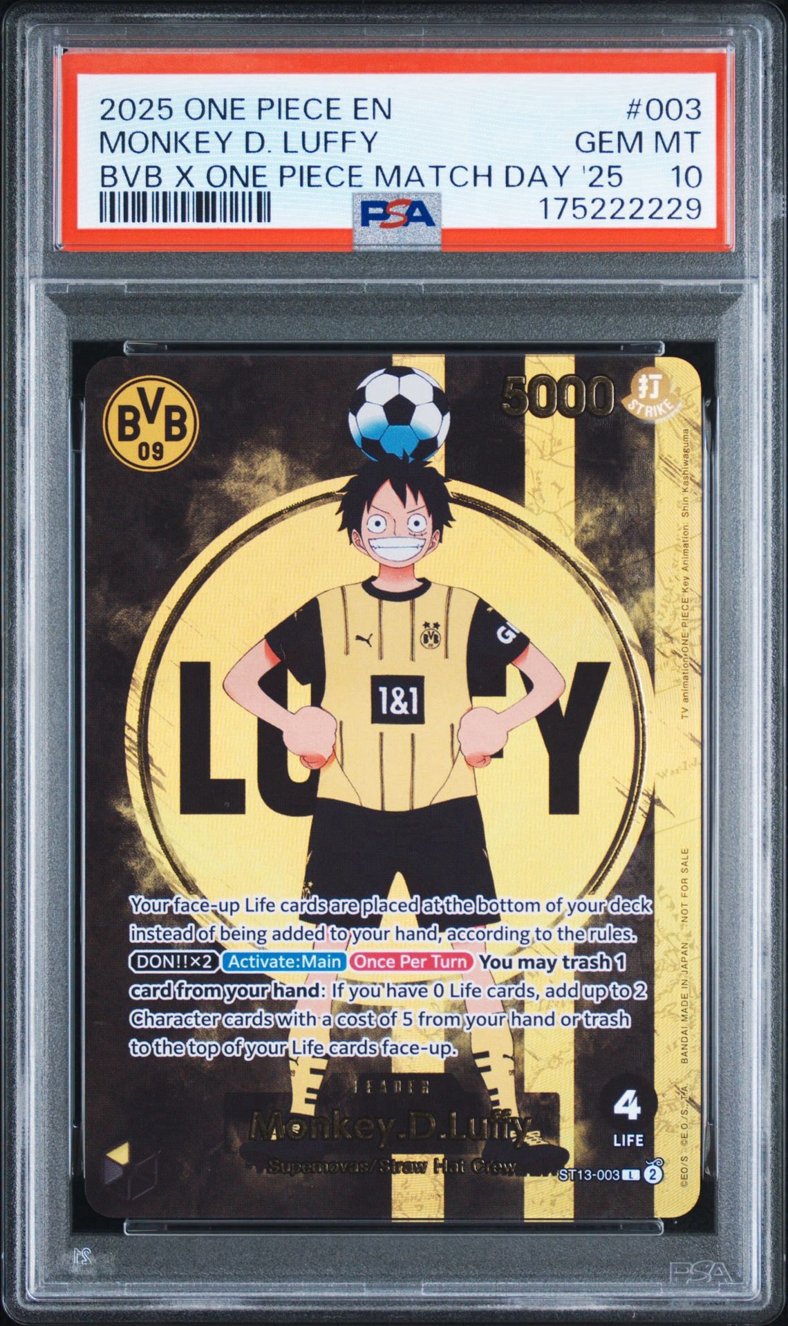 ドルトムント　ルフィ　サッカー PSA10】モンキー・D・ルフィ L [ST13-003]【英語版】(プロモーション