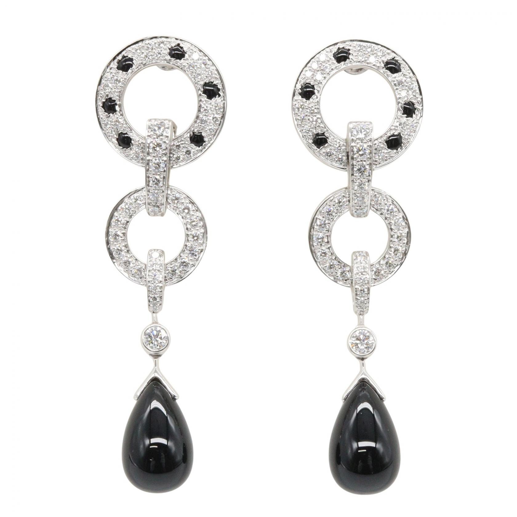 カルティエ CARTIER パンテール ダイヤ オニキス ピアス ピアス ジュエリー K18WG(ホワイトゴールド) ダイヤモンド オニキス レディース シルバー系 / クリア系 / ブラック系 【中古】